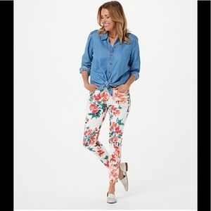 7 For All Mankind Jen7 Floral sateen skinny Jeans